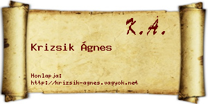 Krizsik Ágnes névjegykártya